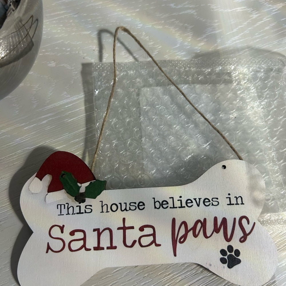 Santa Paws Dog Bone Ornament, This House Believes In Santa Paws